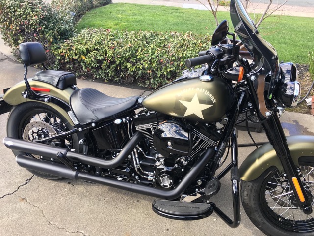 Olive green Harley-Davidson with military star